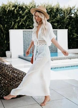 Белая туника пляжная длинная 42/46