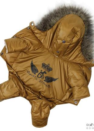 Зимовий комбінезон на хутрі dogs bomba гірчиця am-16