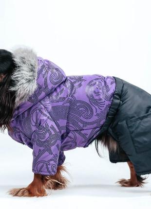 Зимовий комбінезон на хутрі візерунки бузок am-27