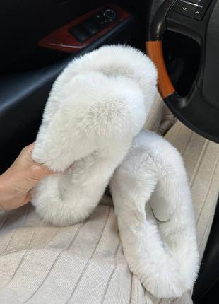 Тапочки из эко меха, меховые тапочки, трендовые модные тапочки пухнастые, комнатные...