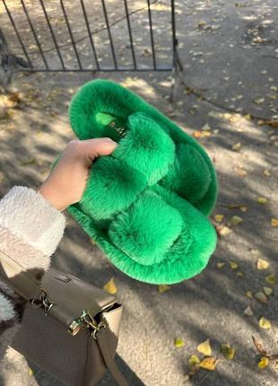 Тапочки из эко меха, меховые тапочки, трендовые модные тапочки пухнастые, комнатные...