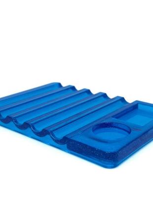 Підставка для пензлів плоска пластикова, синя2 фото