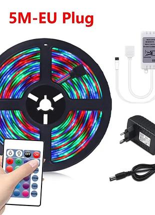 Світлодіодна стрічка багатобарвна rgb 5 м led c пультом,led-стрічка,гнучка світлодіодна смуга5 фото