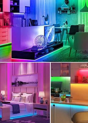 Світлодіодна стрічка багатобарвна rgb 5 м led c пультом,led-стрічка,гнучка світлодіодна смуга7 фото