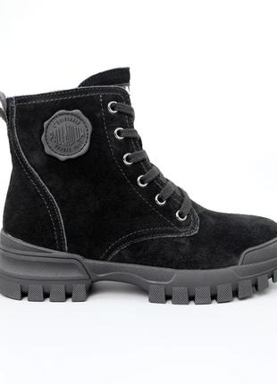 Ботинки женские замшевые, черные, демисезонные, материал натуральная замша, размер 36 fw_002266