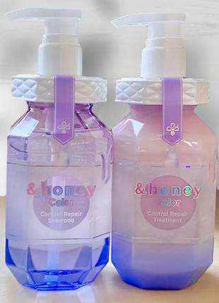 Маска відновлювальна зволожувальна для фарбованого волосся &honey color control repair hair treatment, японія