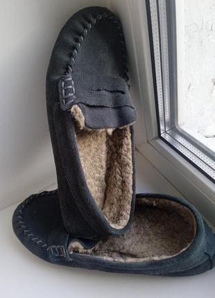 Тапки на меху с натуральной замши