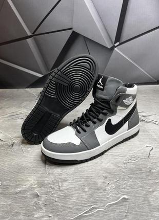 Зимние мужские ботинки jordan grey black (мех) 40-43