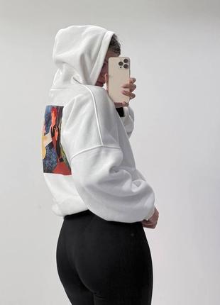 Теплый худи с рисунком трехнитка на флисе + манжеты измельченная