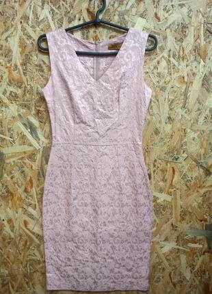 Женское платье defile lux нарядное платье футляр размер 36/s розовое1 фото