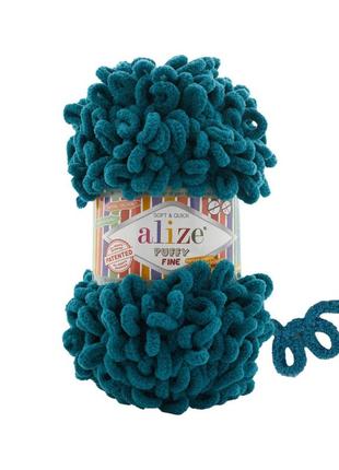 Пряжа alize puffy fine 330 алізе пуфі файн фантазійна нитка плюшева