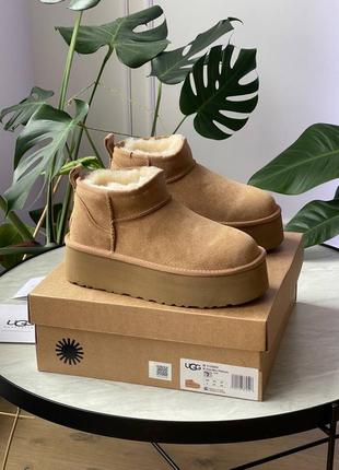 Угги угг уггі ugg ultra mini platform chestnut