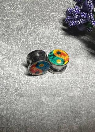 Тоннели из стали с изображением инь-янь на 16мм