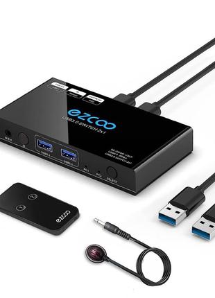 Перемикач usb 3.0 2 в 4 виходи kvm ezcoo ez-sw24l-u3l  переключатель usb 3.0 2 в 4 выхода kvm ezcoo ez-sw24l-u