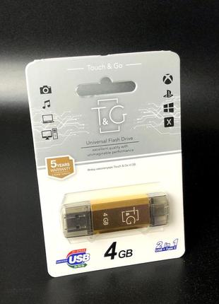 Usb-накопичувач c type c 2.0 флешка на 4gb t&g 009 star series gold