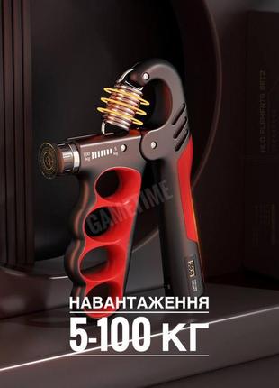 Кистевой эспандер с электронным счетчиком: стань сильнее - 5-100 кг! черный цвет