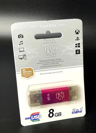 Usb-накопичувач c type c 2.0 флешка на 8gb t&g 009 star series fuchsia