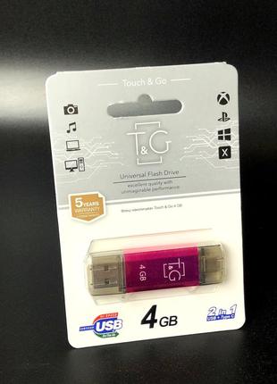 Usb-накопичувач c type c 2.0 флешка на 4gb t&g 009 star series fuchsia