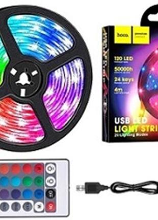 Світлодіодна стрічка hoco dl30 rgb 4м + пульт (чорна)4 фото