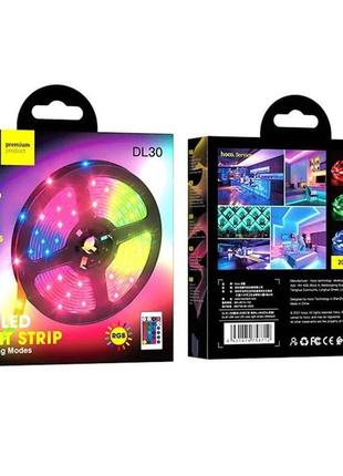Світлодіодна стрічка hoco dl30 rgb 4м + пульт (чорна)3 фото