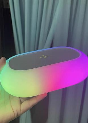 Світильник бездротова зарядка з акумулятором лампа різнокольорова led лед rgb