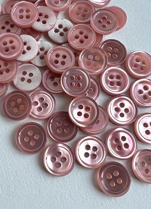 Пуговица 8/193 рубашечна с бортиком 4отв розовая 11мм ракуш