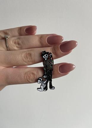 Пена значок металлический брошка скелет хелоуин хеловин halloween кошмар перед реждвой. джек и салли