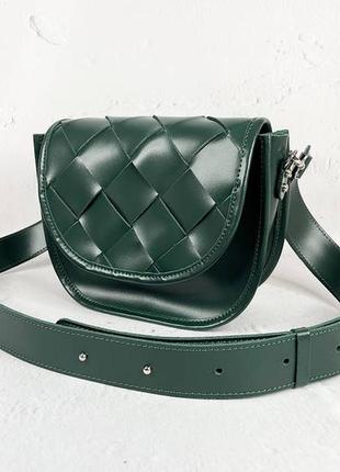 Сумка женская кожаная зеленая матовая 1422