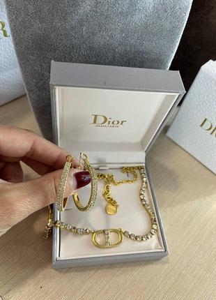 Серьги кольца с цирконами от dior2 фото