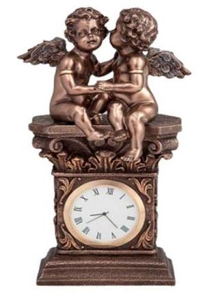 Настільний годинник ангелочки 20 см veronese al84479 коричневий