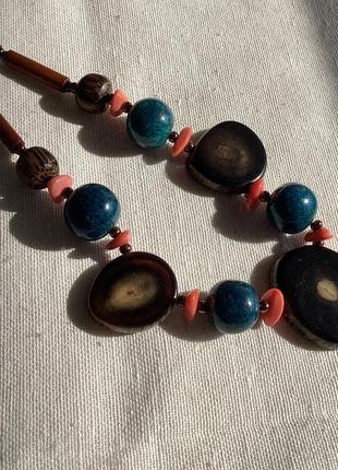 Колее чокер натуральный рог керамика дерево6 фото
