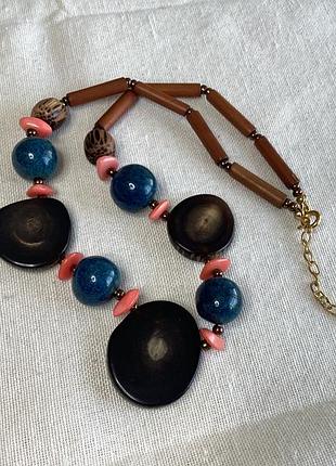 Колее чокер натуральный рог керамика дерево4 фото