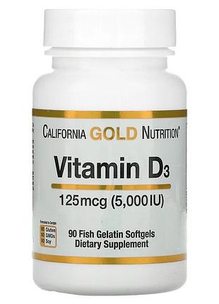 Вітамін д3 california gold nutrition vitamin d3 5000 мо для здоров'я кісток зубів 90 рибно-желатинов