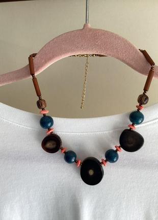 Колее чокер натуральный рог керамика дерево