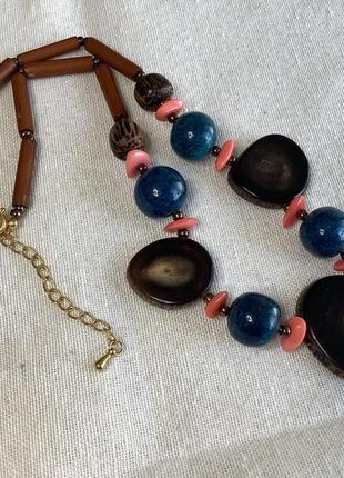 Колее чокер натуральный рог керамика дерево5 фото