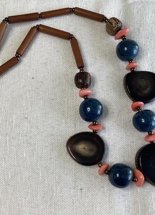 Колее чокер натуральный рог керамика дерево7 фото