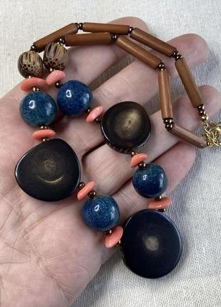 Колее чокер натуральный рог керамика дерево9 фото