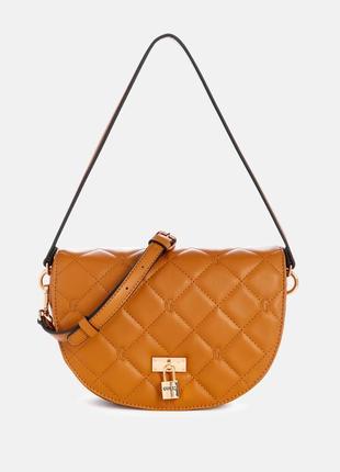 Сумка кросс-боди женская guess brevard quilted logo crossbody коричневая