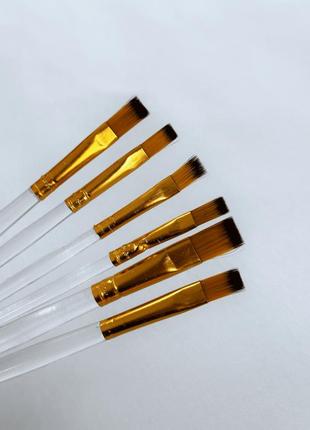 Набор профессиональных нейлоновых кисточек 6 шт (прозрачные), br601