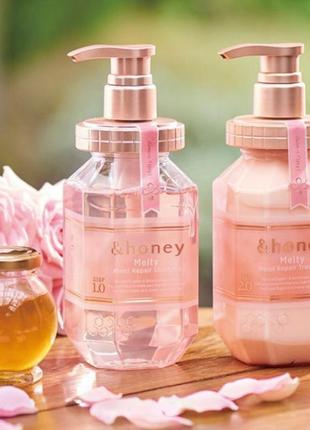Органічна розгладжуюча маска для волосся глибоке зволоження &honey melty moist repair treatment 2.0, японія