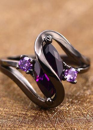 Розкішне ретро фіолетове кільце з кришталем циркону
