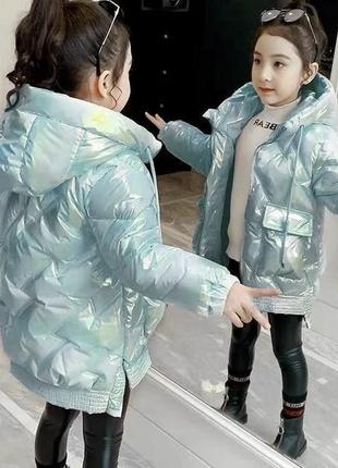 Зимний детский пуховик куртка для девочки 110, 122 см