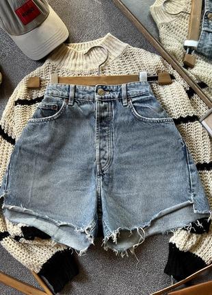 Джинсові щільні шорти zara зара з високою посадкою як нові