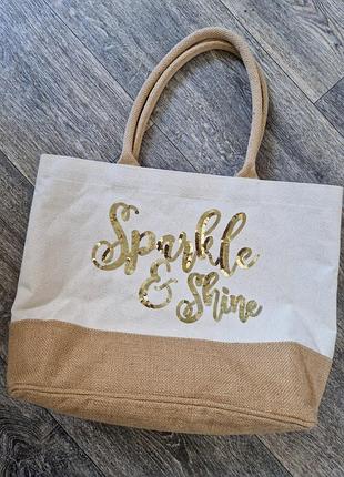 Бежевая льняная сумка шоппер infinity accestoires