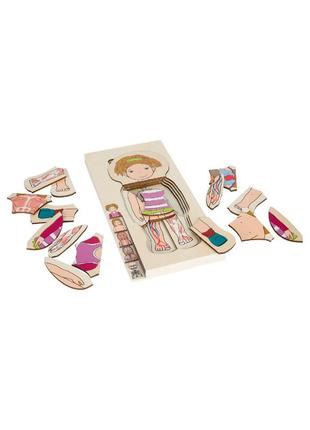 Многослойный деревянный пазл-головоломка анатомия девочка разноцветный playtive2 фото
