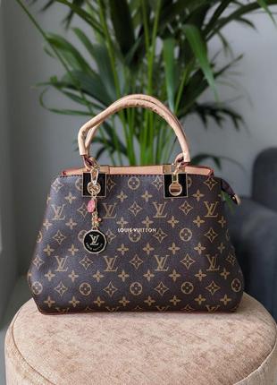 Сумка louis vuitton на три відділення коричневий+світлий беж.