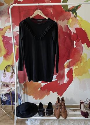 В'язана сукня-туніка dorothy perkins розмір 8, чорна з довгим рукавом