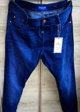 Мужские стильные джинсы скини scotch & soda в темно синем цвете размер 38/34