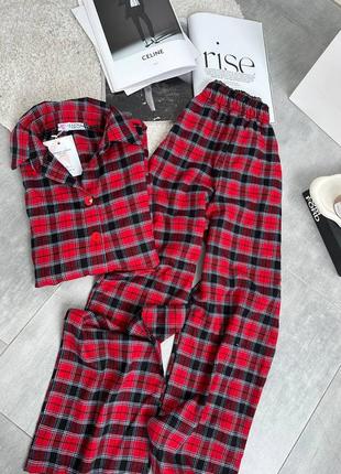 Идеально подойдет на подарок 🎁  мягкая пижамка комфортная и качественная, домашний костюм, пижама в клетку красная