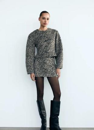 Мини юбка леопардовая в принт zara new